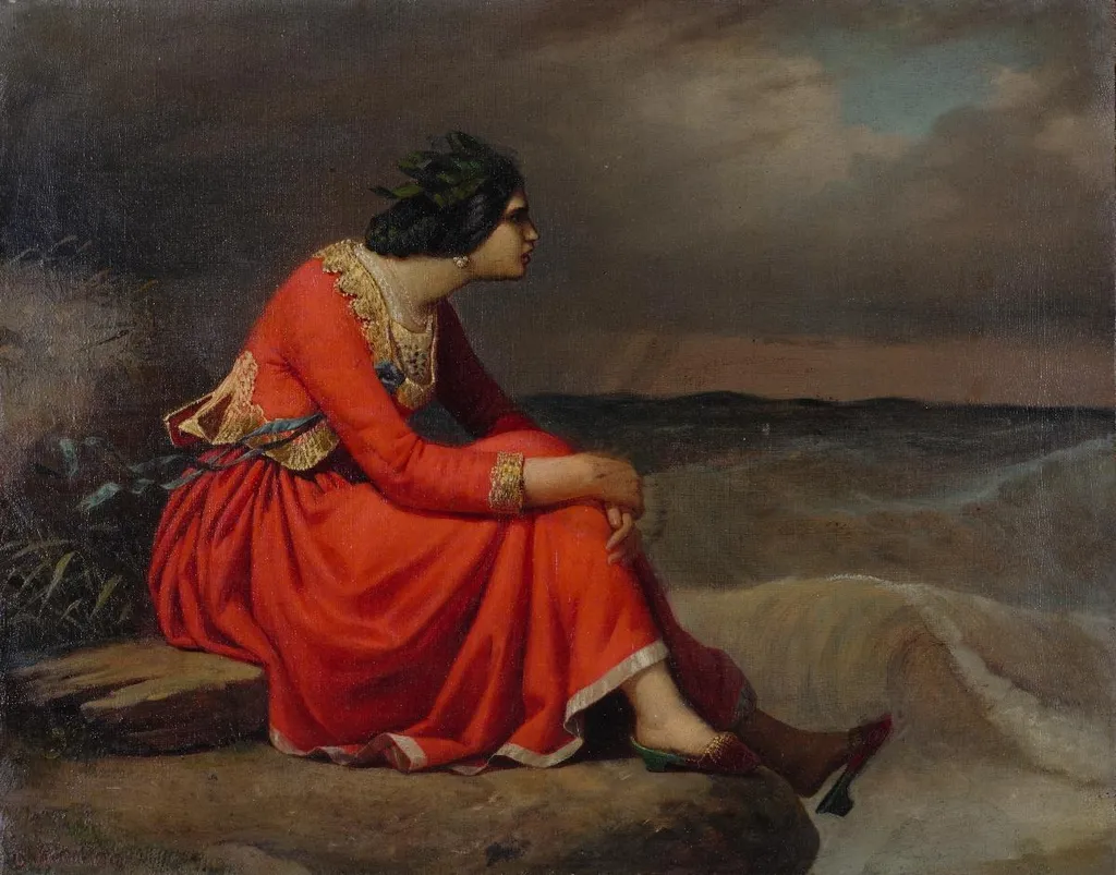 Junge Frau am Meer, by Johann Conrad Zeller, oil, 1837