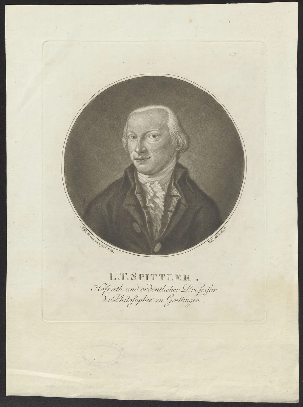 Portrait of L.T. Spittler, by Johann Elias, Haid, unspecified, 1750