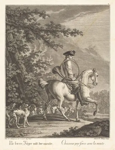 Huntsman with a Pack of Hounds, by Johann Elias Ridinger