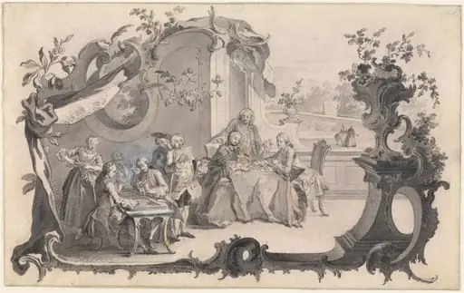 An Elegant Company Playing Board Games, by Johann Esaias Nilson