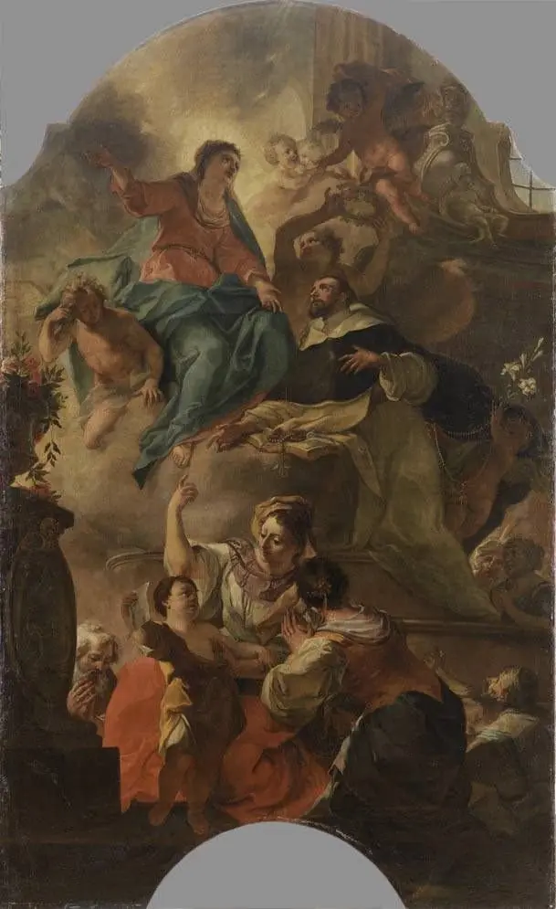 Hl. Dominikus als Fürbitter bei Maria, by Johann Evangelist Holzer