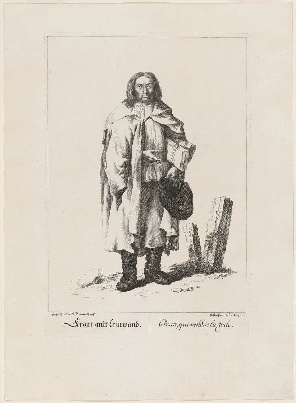 Kroat mit Leinwand (Linen Merchant), by Johann Feigel, ink, 1775