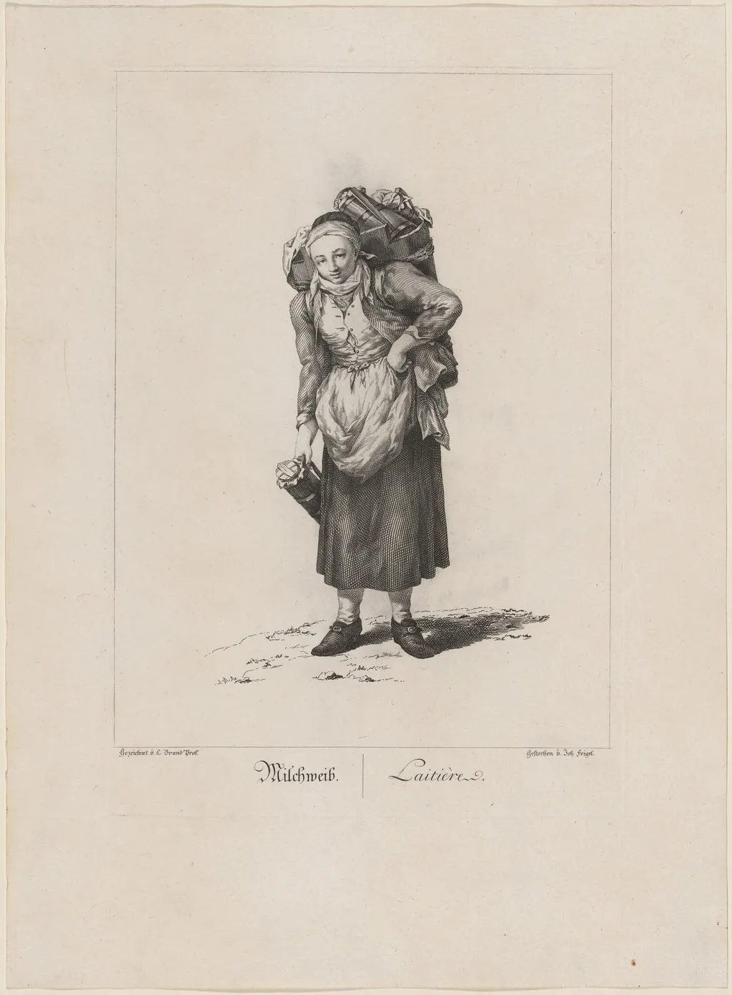 Milchweib (Milk Seller), by Johann Feigel, ink, 1775