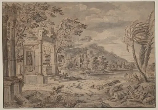 Antique Ruins along a Mountain Coast, by Johann Franciscus Ermels