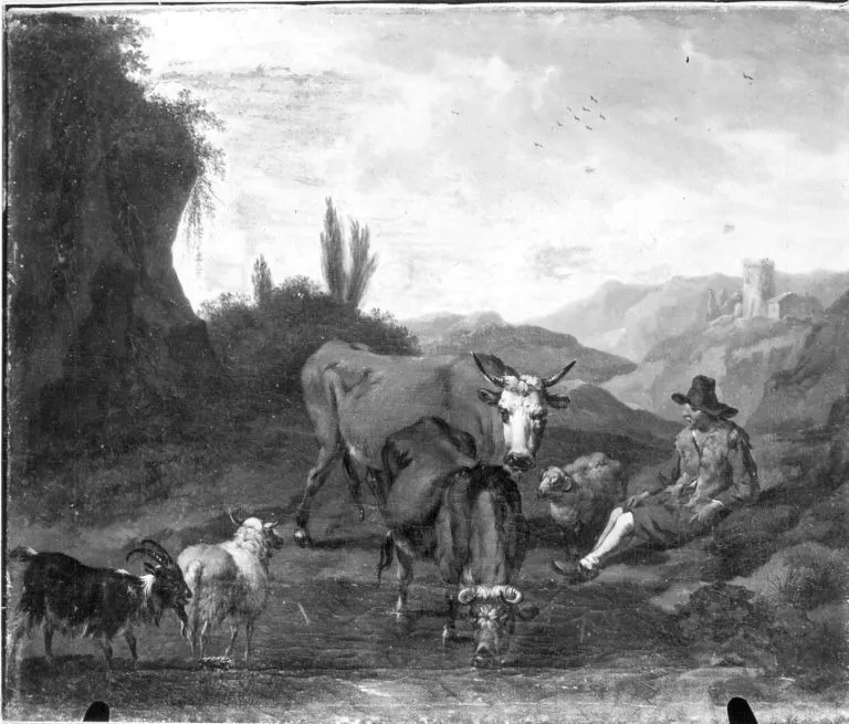 Vieh an der Tränke, by Johann Franz Nepomuk Lauterer, unspecified, 1716