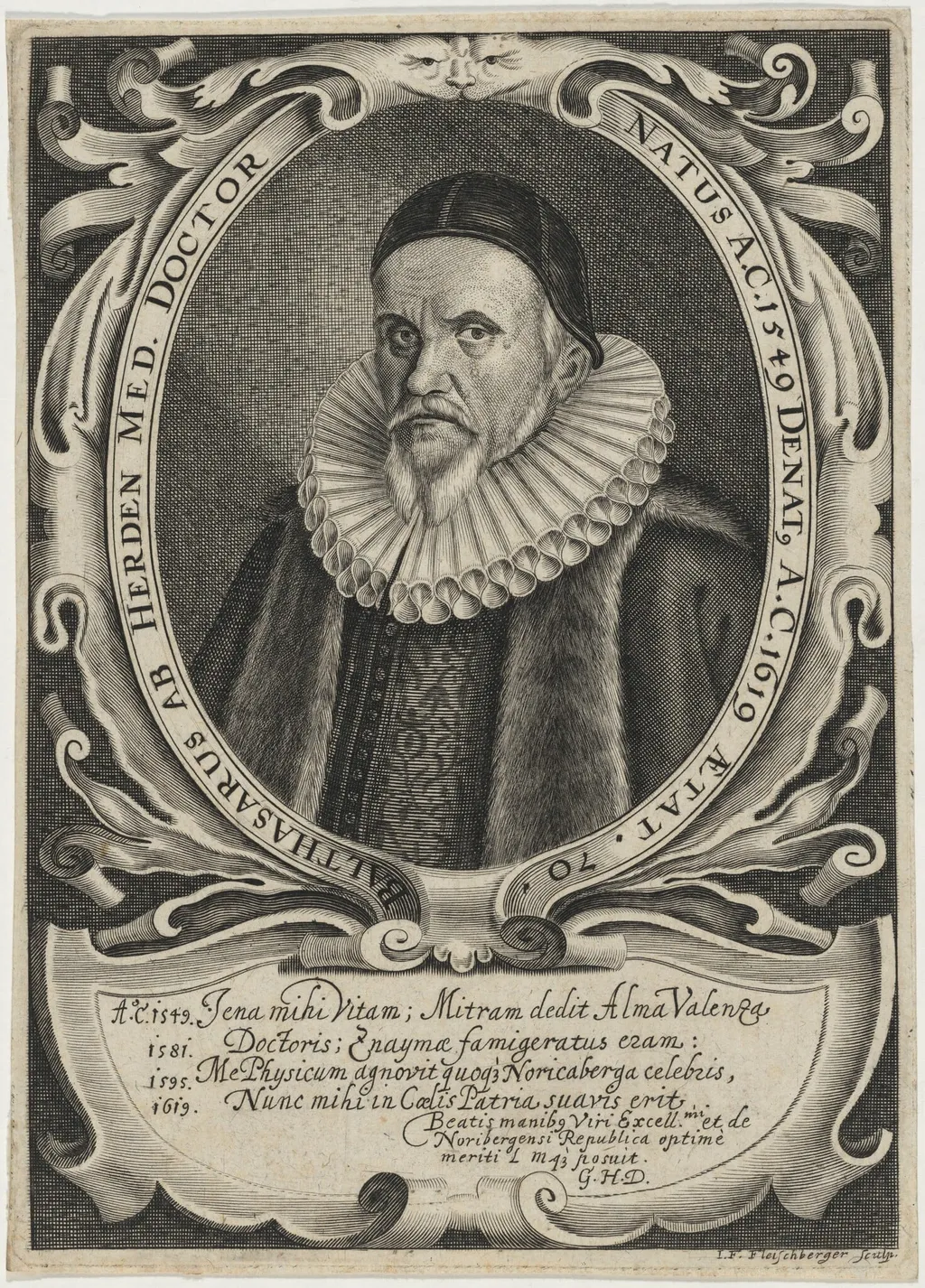 Balthasarus ab Herden Med. Doctor, by Johann Friedrich Fleischberger, ink, 1658