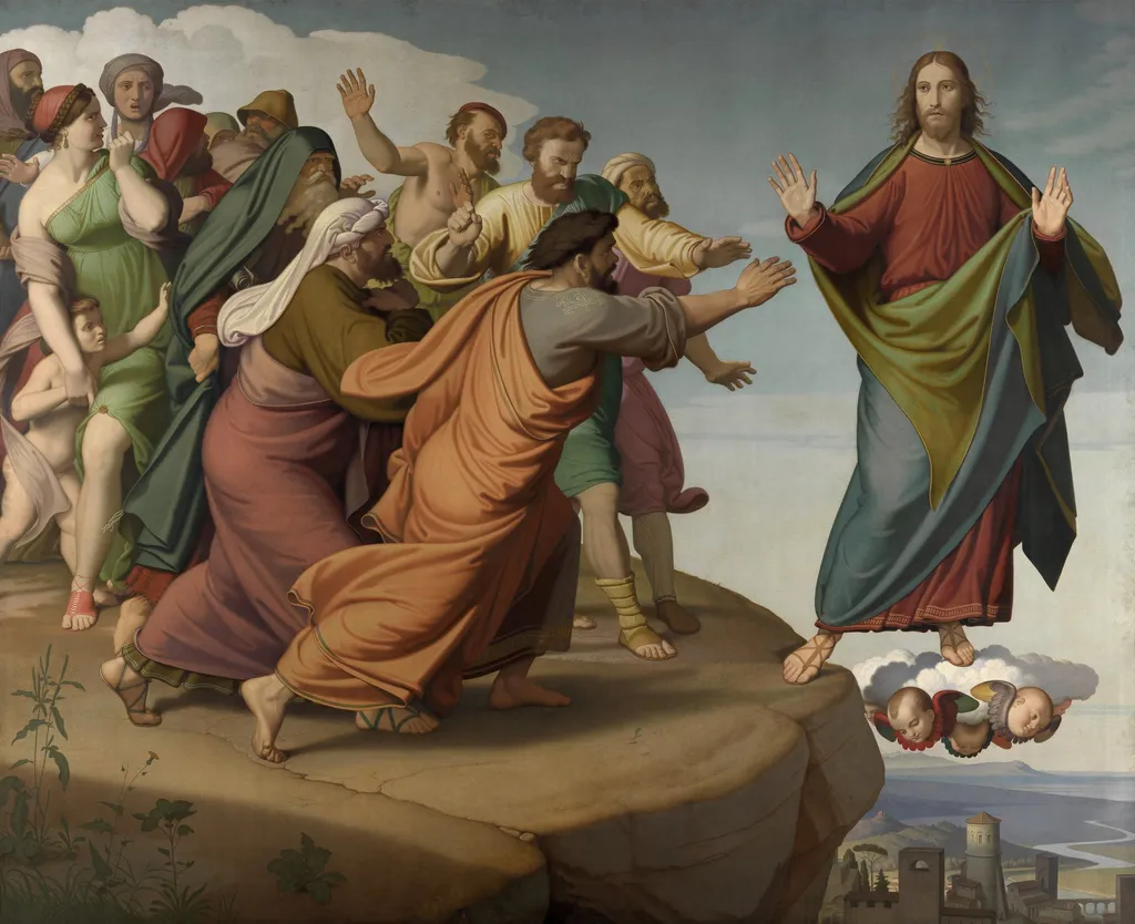 Christ Escapes the Pharisees, by Johann Friedrich Overbeck, oil, 1866