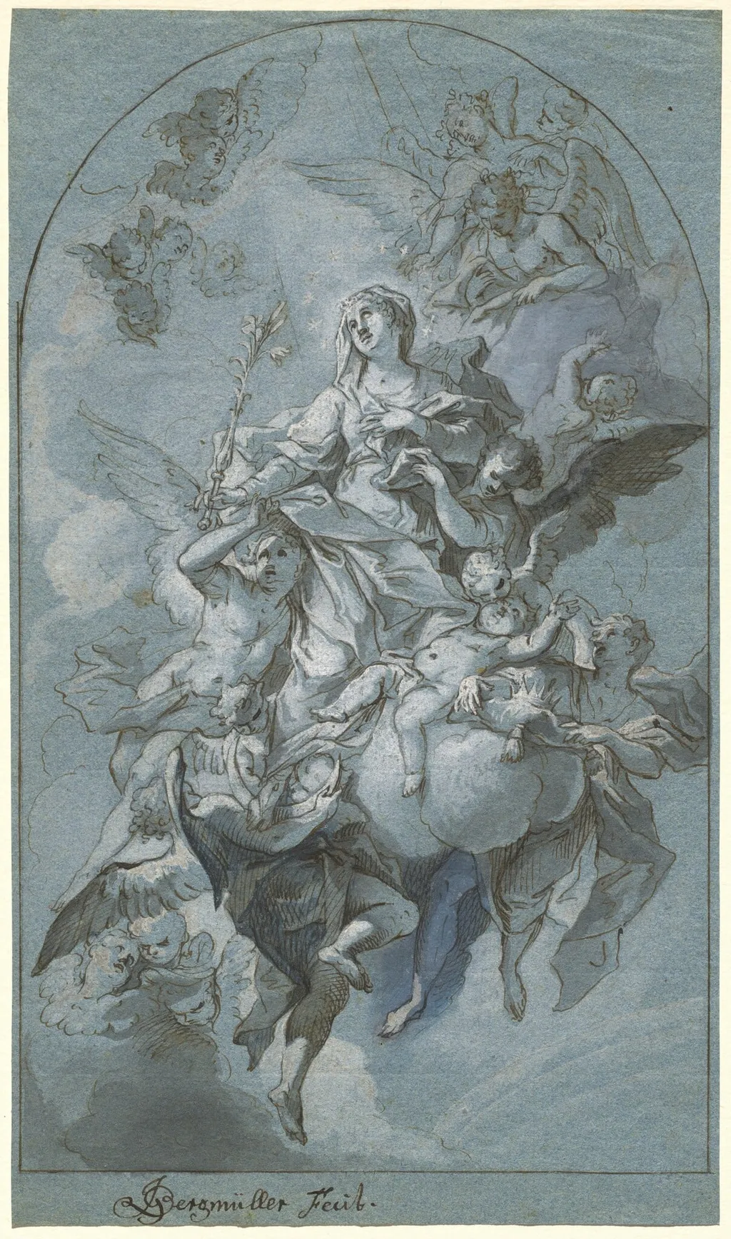 The Immaculate Conception, by Johann Georg Bergmüller, ink, 1744