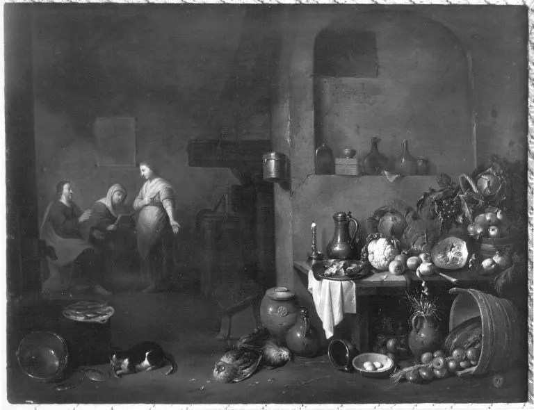 Christ in the house of Martha and Mary, by Johann Georg Fischer, oil, 1611