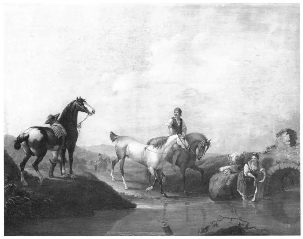 A Groom Leading two Horses to the Water, by Johann Georg Pforr