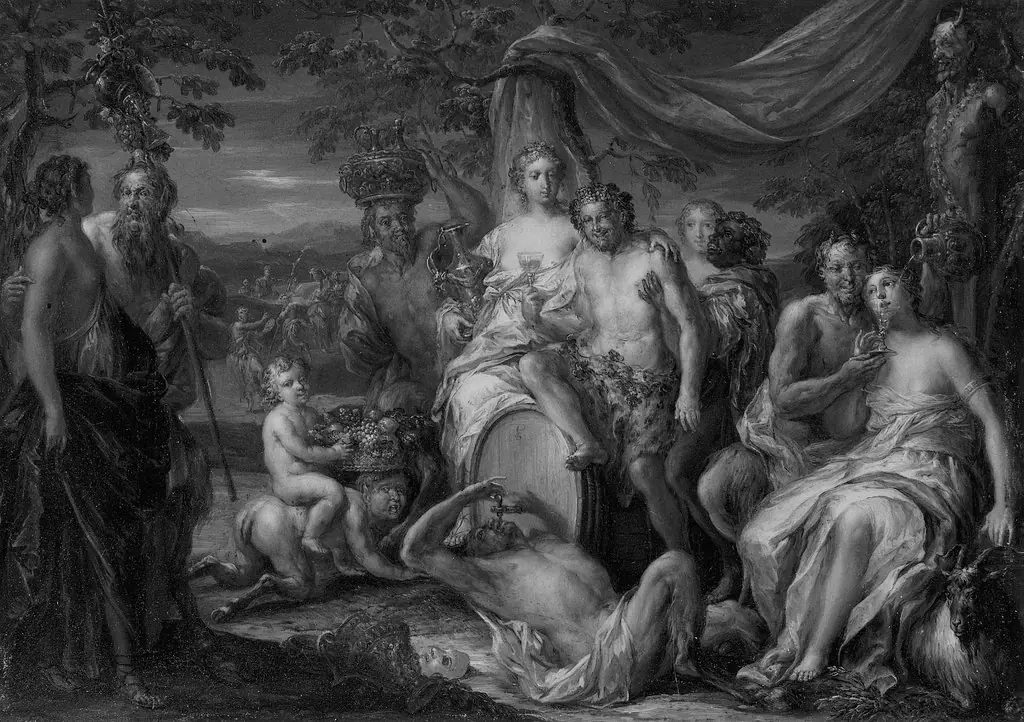 Nymphs and Satyrs Drinking, by Johann Georg Platzer