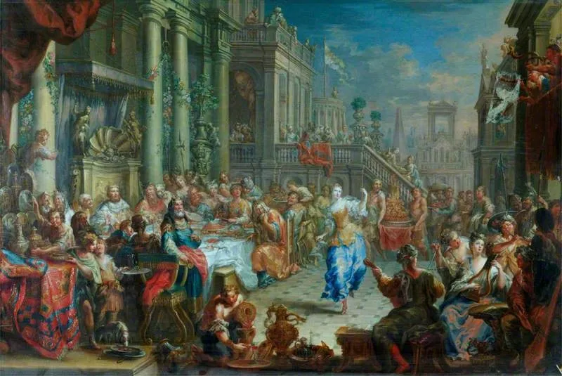 Salome Dancing before Herod, by Johann Georg Platzer, oil, 1740