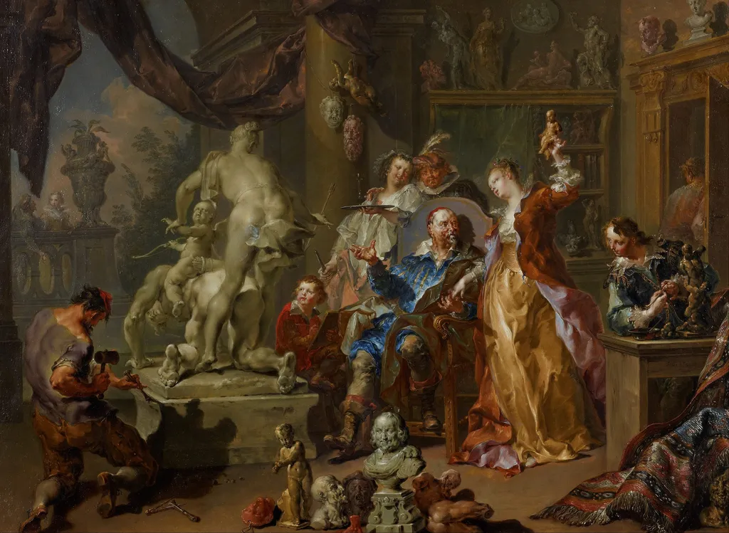 The Sculptor's Studio, by Johann Georg Platzer, oil, 1730