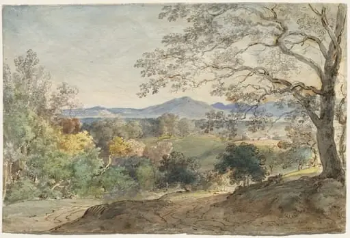 A View across the Inn Valley to the Alps and Neubeuern, by Johann Georg von Dillis