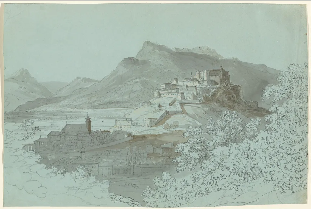 View of Salzburg, by Johann Georg von Dillis, ink, 1824
