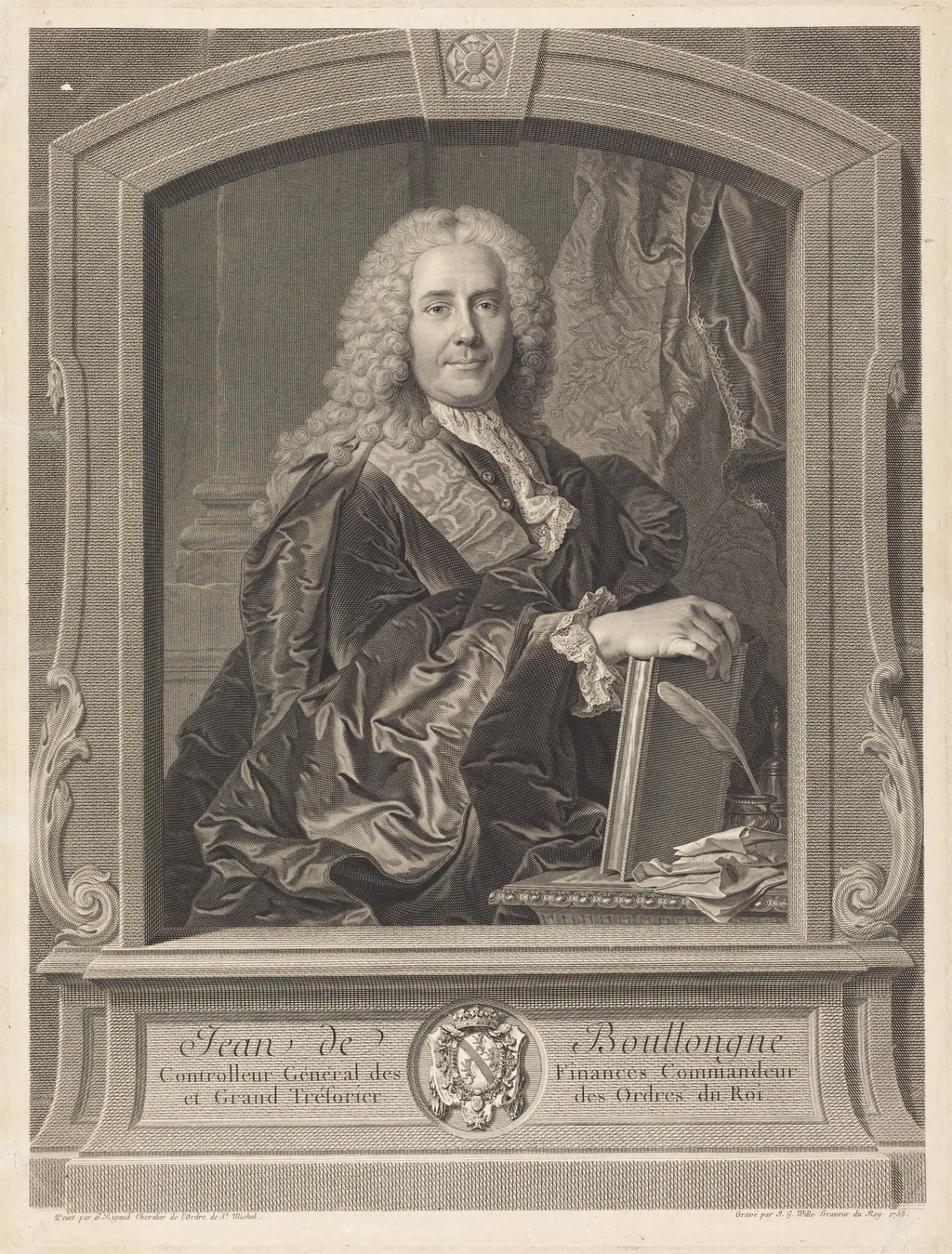 Jean de Boullongne, by Johann Georg Wille, ink, 1758