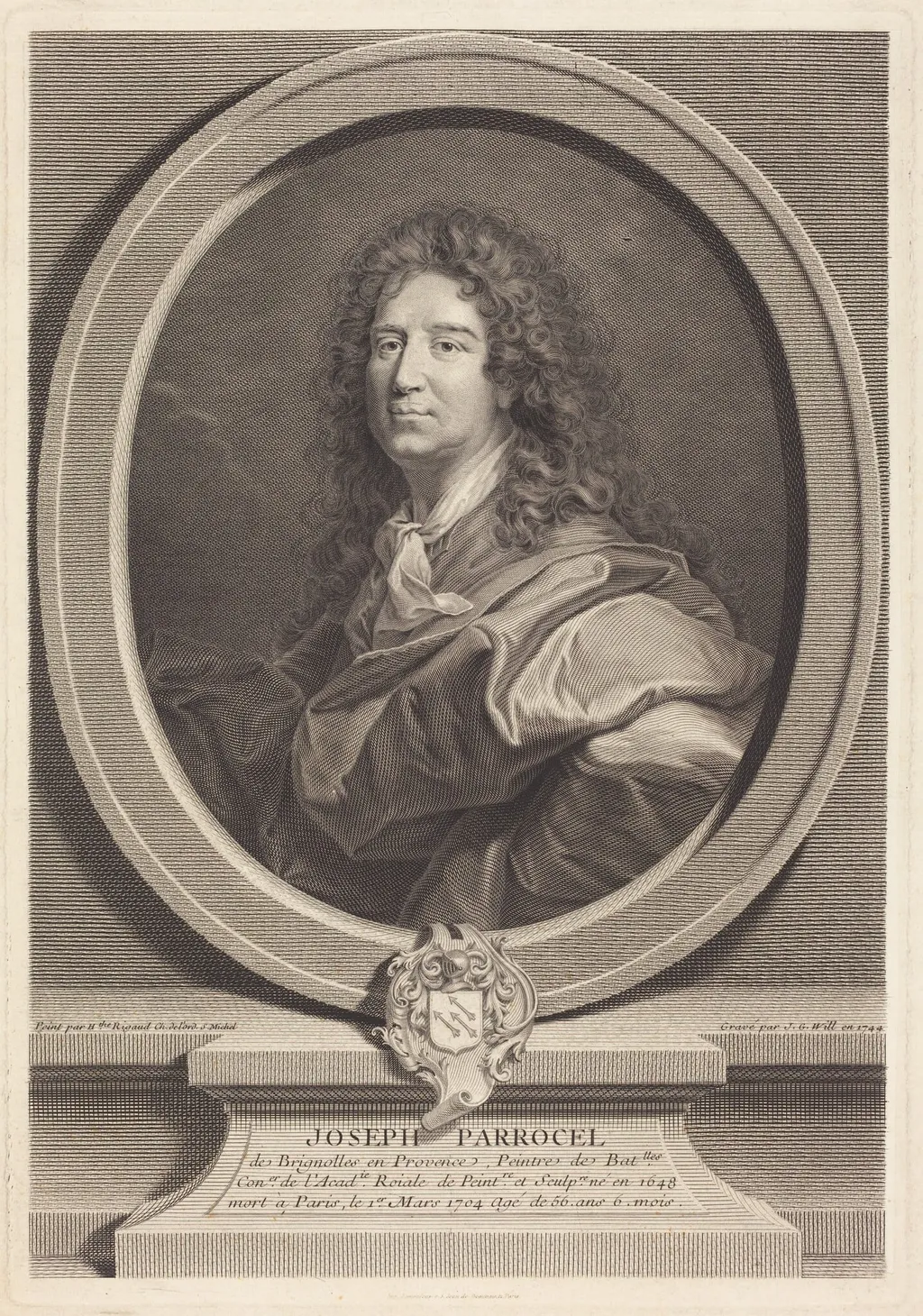 Joseph Parrocel, by Johann Georg Wille, ink, 1744