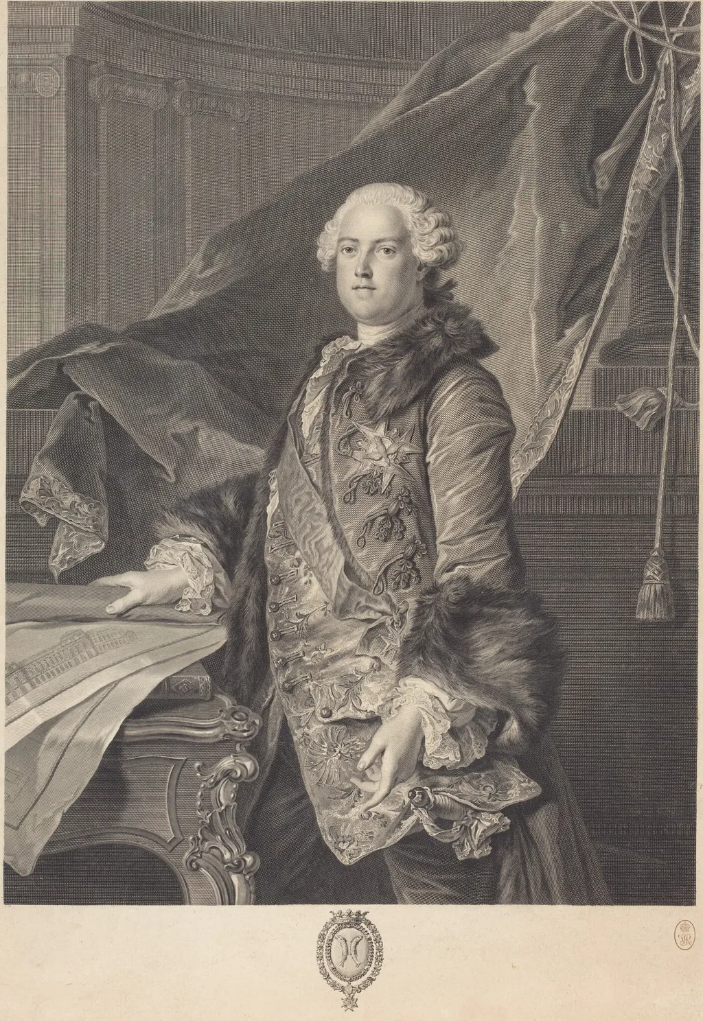 Marquis de Marigny, by Johann Georg Wille, ink, 1761