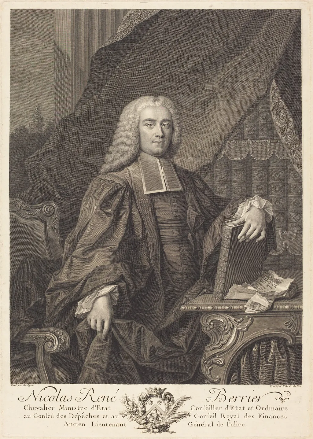 Nicolas Rene Berryer, by Johann Georg Wille, ink, 1762