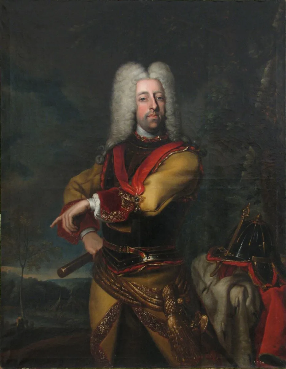 Principele Johann Georg Christian von Lobkowitz, general-comandant în Transilvaniei (în Registrul inventar: Principele Georg Christian von Lobkowitz).Pandant: Marie Henriette von Waldstein-Wartenburg, soția principelui Johann Georg Christian von Lobkowitz, by Johann Gottfried Auerbach, 1739