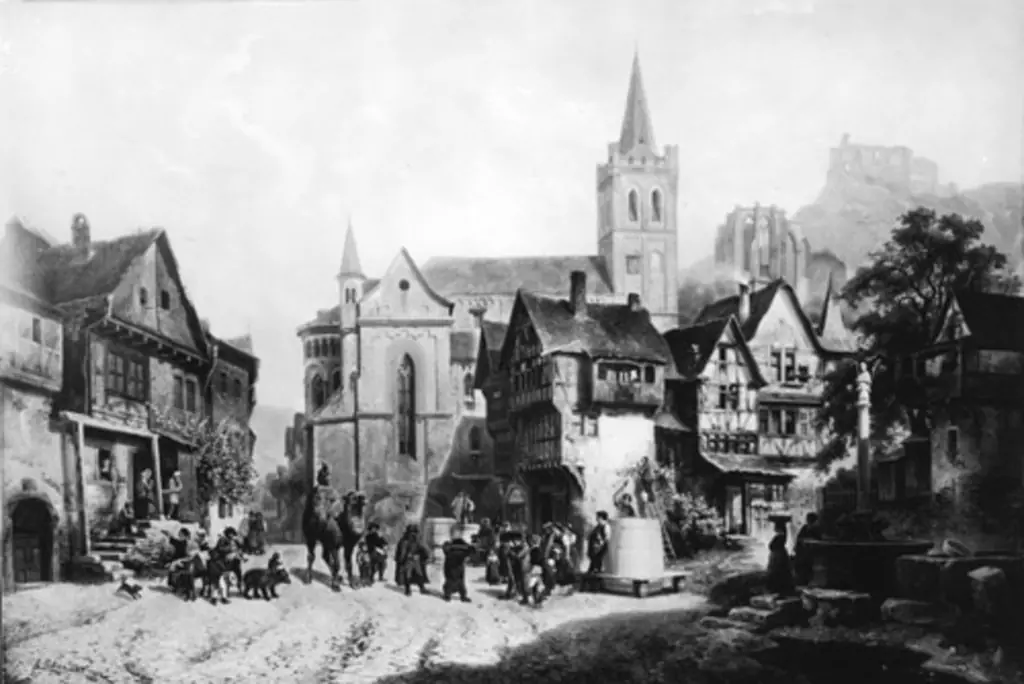 Der Marktplatz in Bacharach, by Johann Gottfried Pulian
