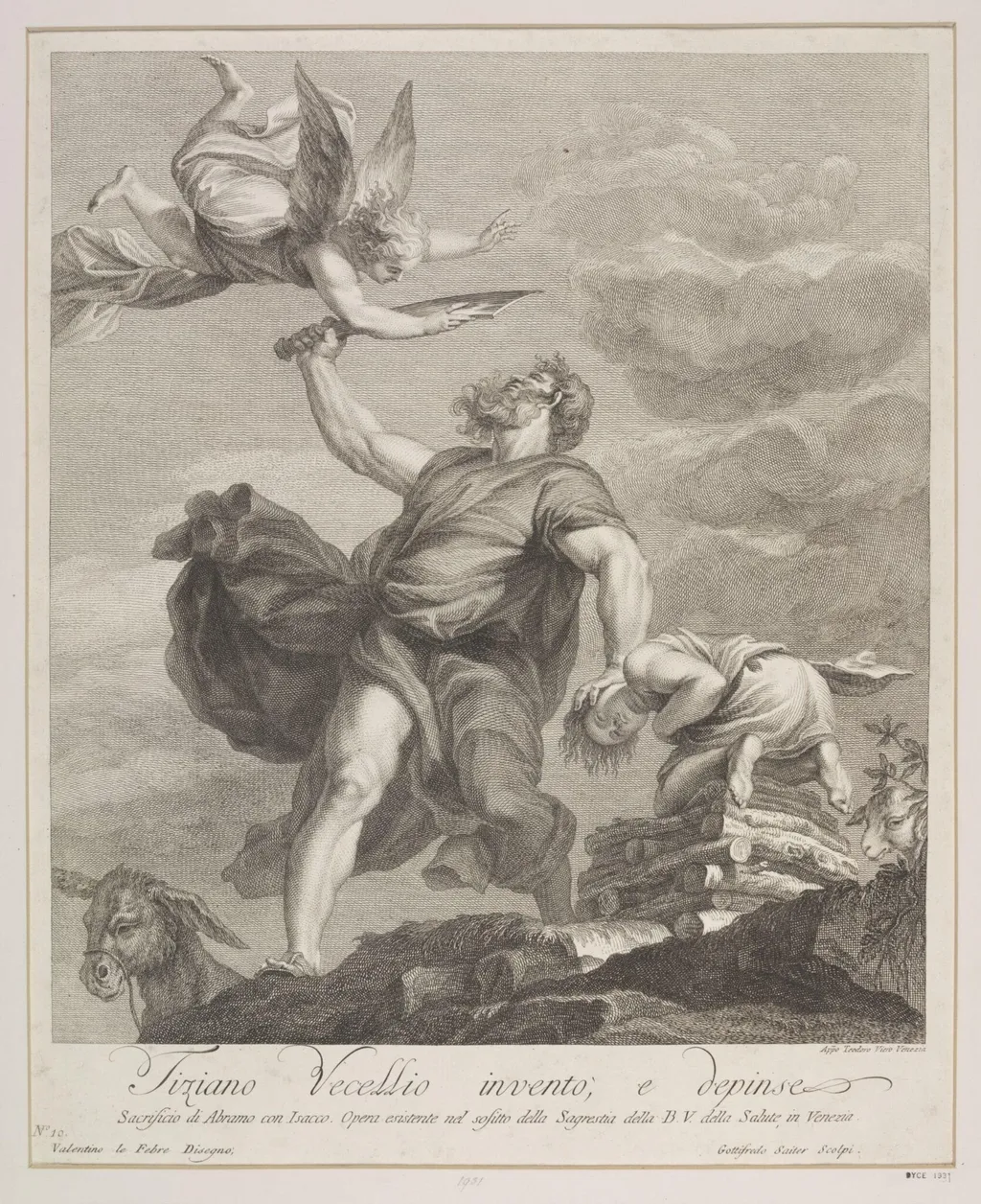 Abraham offering Isaac, by Johann Gottfried Seutter, 1725