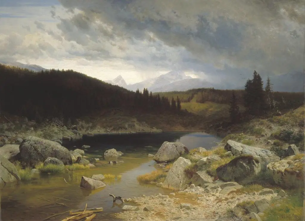 Bergsee in Graubünden bei heranziehendem Gewitter, by Johann Gottfried Steffan