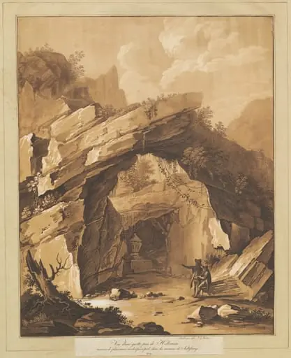 View of the Grotto by Heilbrunn, near Salzburg, by Johann Gottlieb Prestel