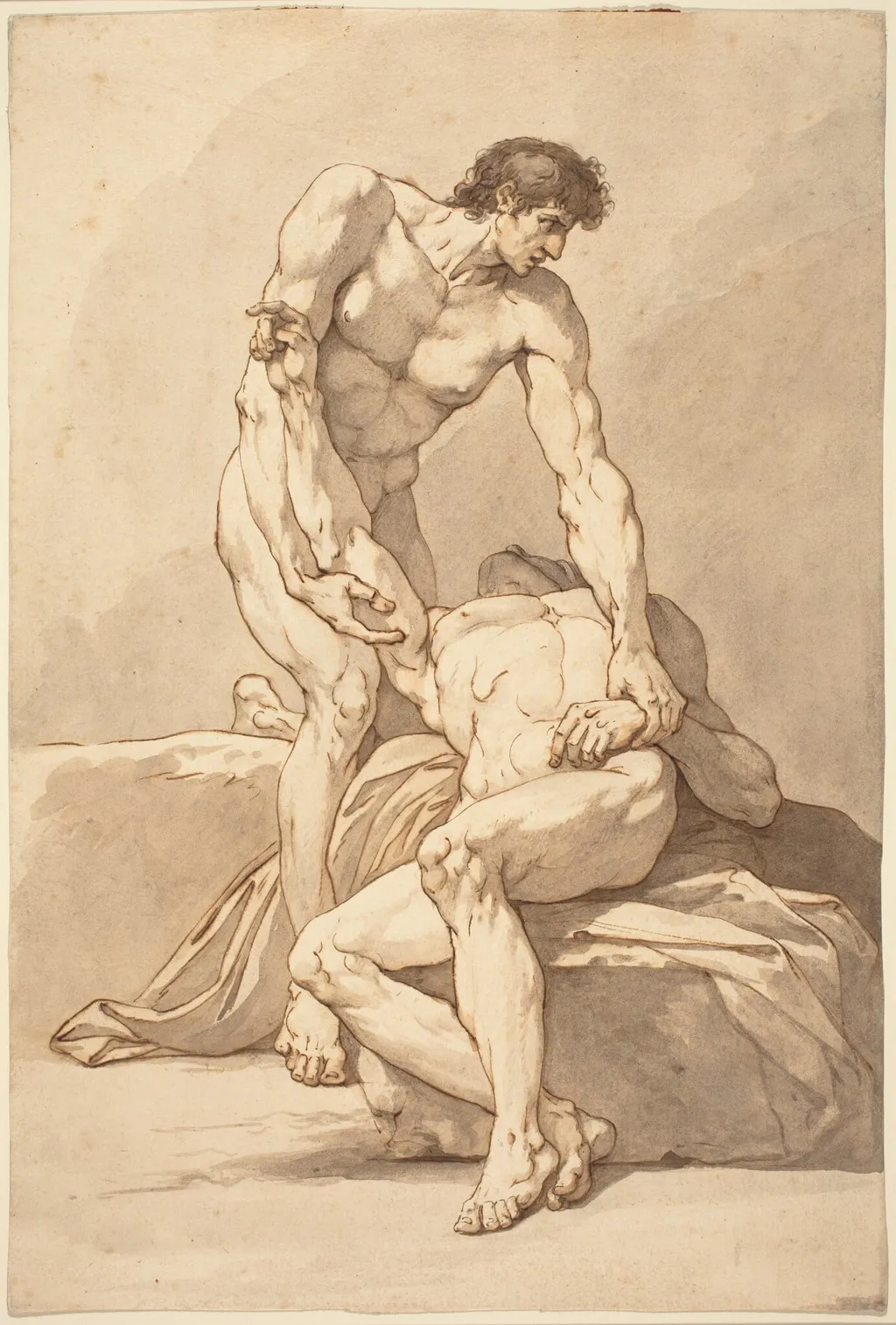 Two Nude Men, by Johann Heinrich Lips, ink, 1784