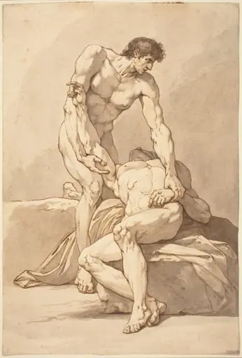 Two Nude Men, by Johann Heinrich Lips
