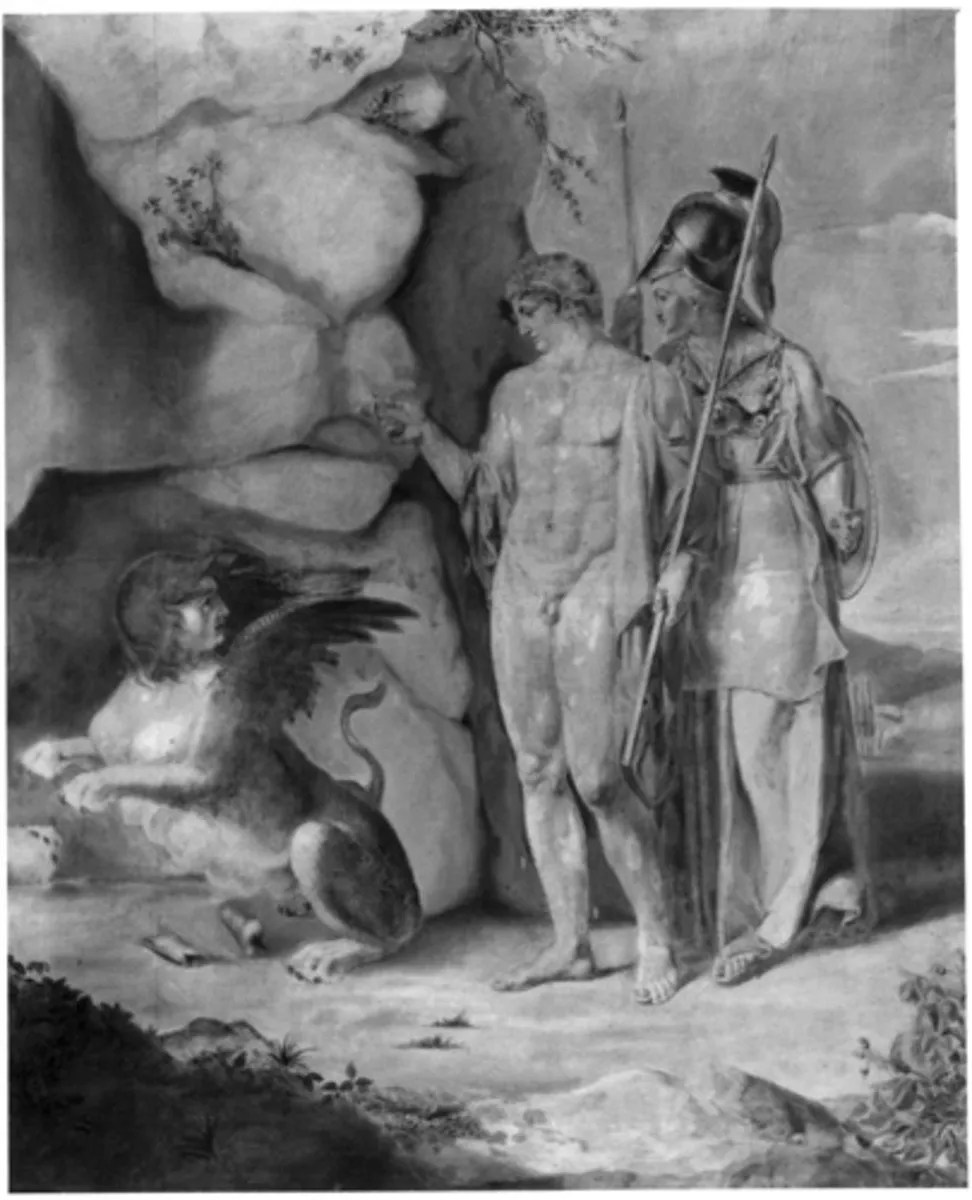 Oedipus und Minerva mit der Sphinx, by Johann Heinrich Meyer, unspecified, 1796
