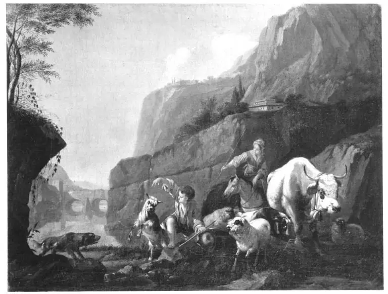 Hirten mit Tieren am Wasser, by Johann Heinrich Roos