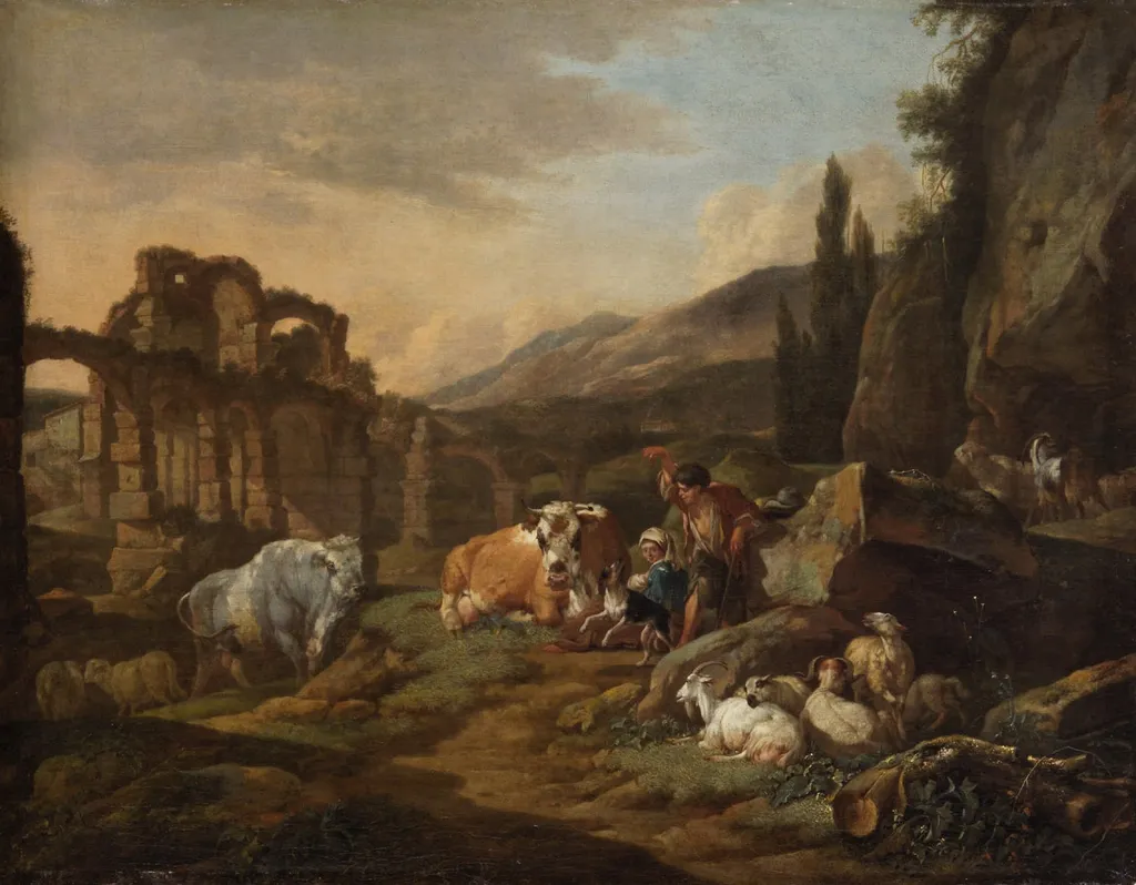 Landschaft mit Tieren, by Johann Heinrich Roos, unspecified