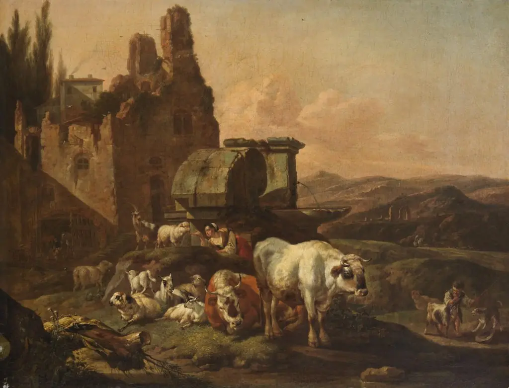 Landschaft mit Tieren an der Tränke, by Johann Heinrich Roos