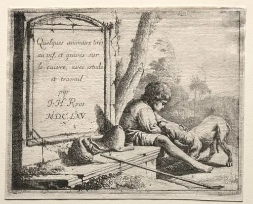 Title Page: Shepherd Petting his Dog, by Johann Heinrich Roos