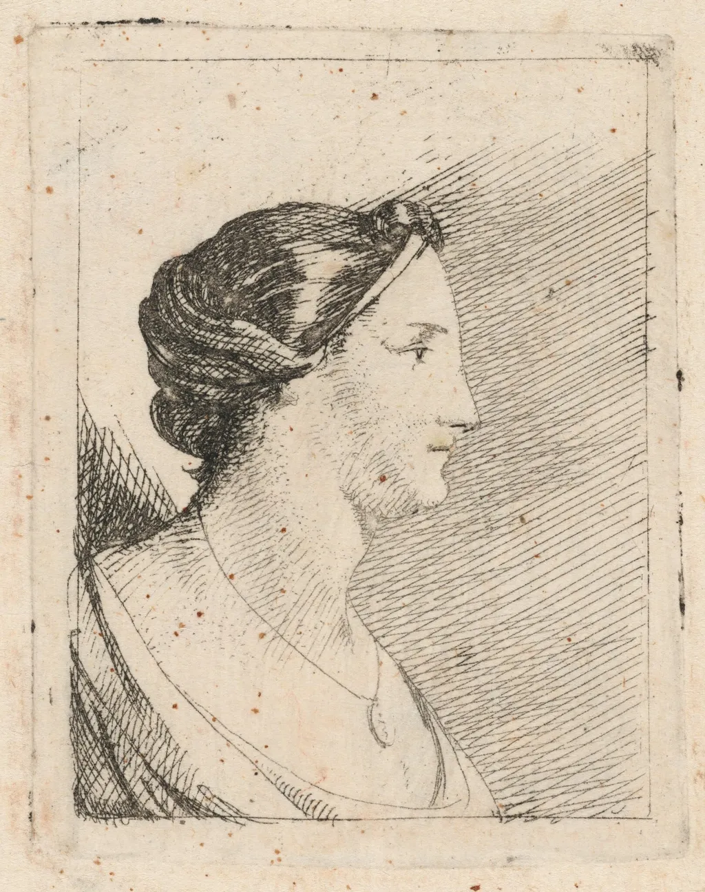 Bust of a Woman, by Johann Heinrich Schönfeld, ink, 1626