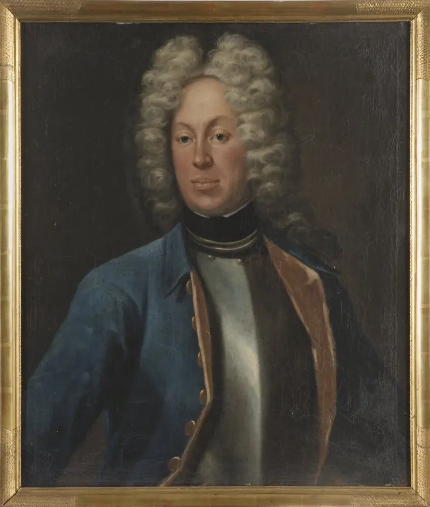 Adolf Herman Wrangel af Lindeberg (1684-1746), friherre, överstelöjtnant, g.m. friherrinnan Sofia Gyllenstierna af Ulaborg, by Johann Heinrich Wedekind