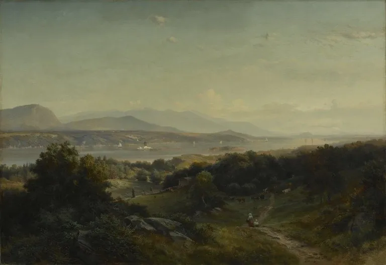 Landscape, Hyde Park, New York, by Johann Hermann Carmiencke, oil, 1859