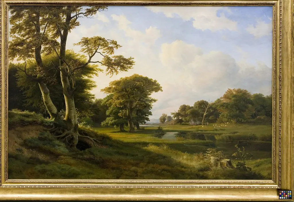 Skovlandskab ved Hellebæk. Efterår, by Johann Hermann Carmiencke