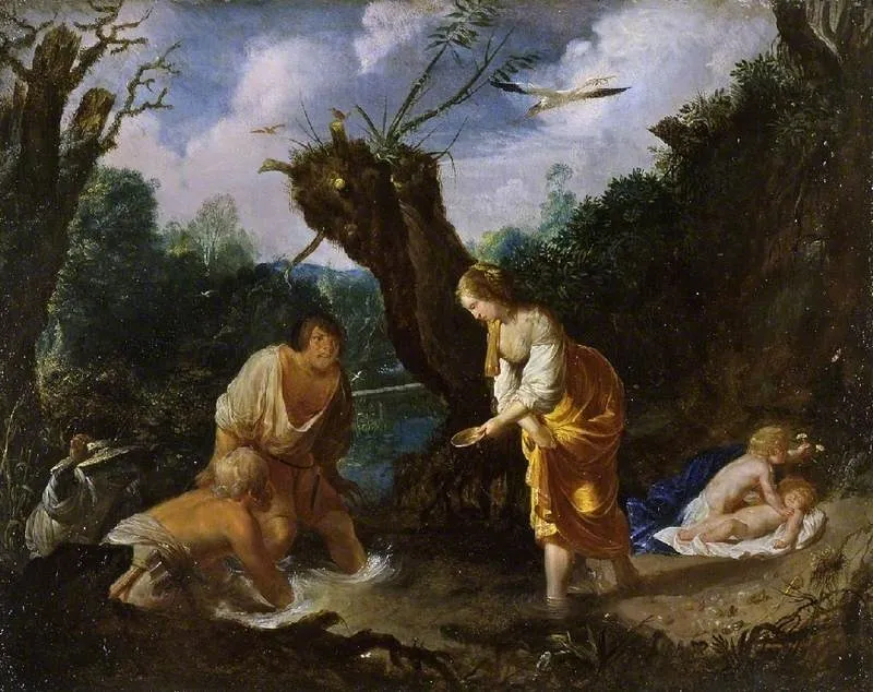 Latona transforming the peasants into frogs, by Johann Hulsman, oil, 1641