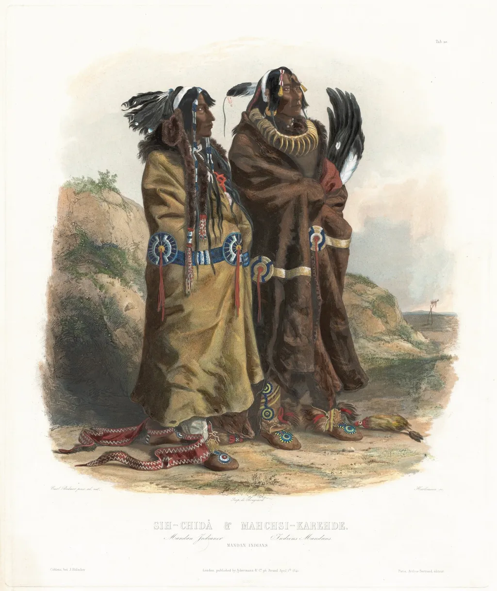 Sih-Chidä and Mahchsi-Karehde, by Johann Hürlimann, ink, 1841