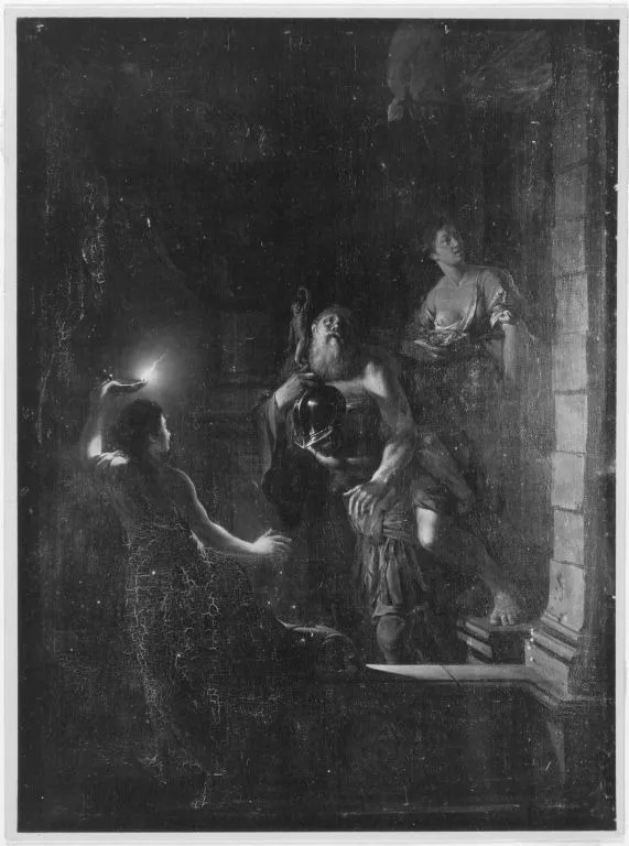 Aeneas verlässt das brennende Troja, by Johann Jakob Dorner the Elder, unspecified, 1769