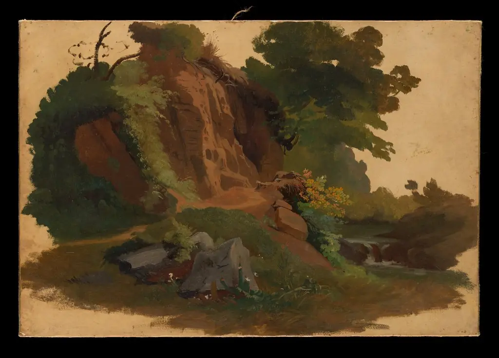 Rocky Outcrop by a Stream in the Roman Campagna, by Johann Jakob Frey the Elder