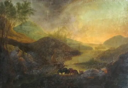 Peisaj cu vas cu pânze ; pandant: Peisaj cu vite, by Johann Jakob Schalch