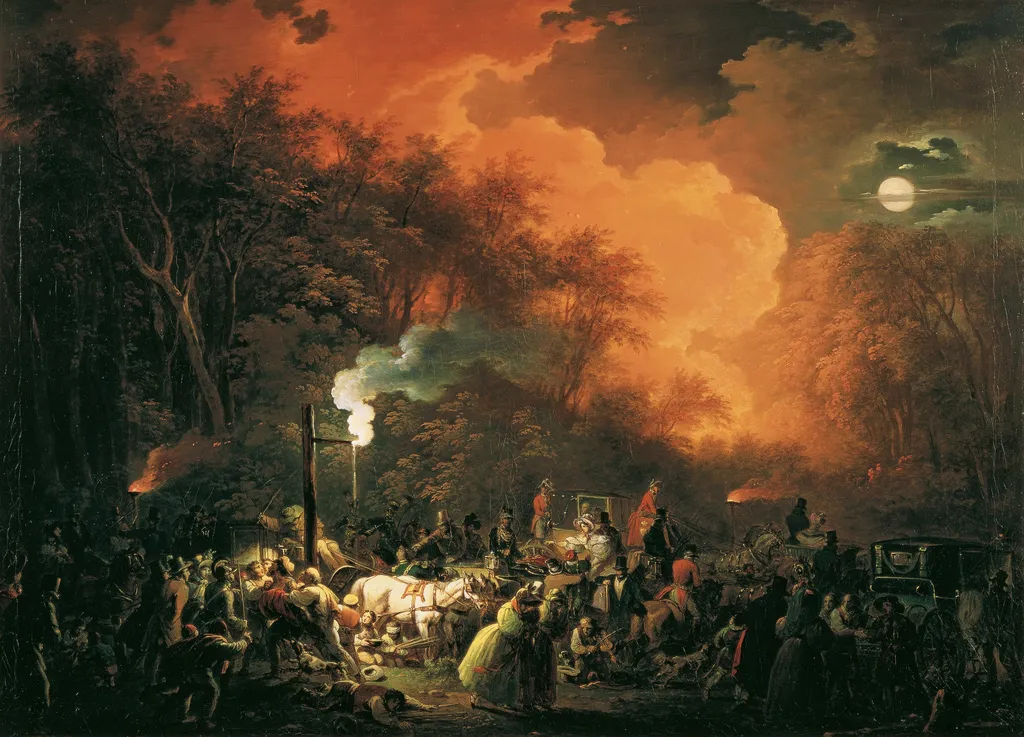 The End of Stuwer's Fireworks Display on 7 May 1833, by Johann Josef Schindler, oil, 1834