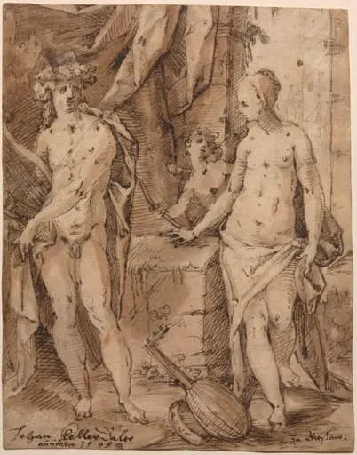 Apollo with Erato and Cupid, by Johann Kellerthaler