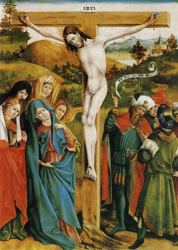 Crucifixion of Christ, by Johann Koerbecke, tempera