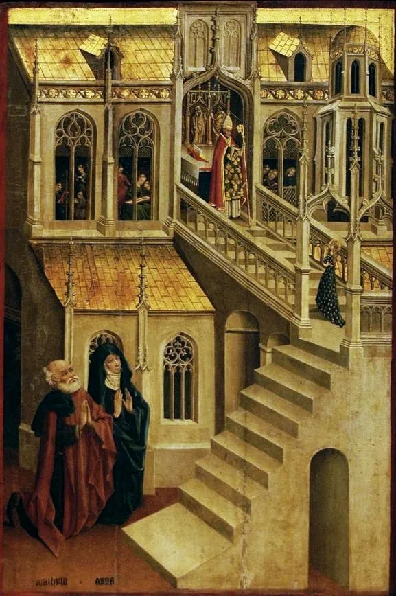 The Presentation of the Virgin Mary in the Temple of Jerusalem, by Johann Koerbecke, oil, 1456
