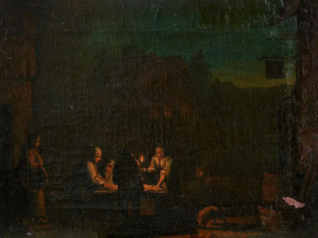 At the Tanner. Night Piece, by Johann Kölla
