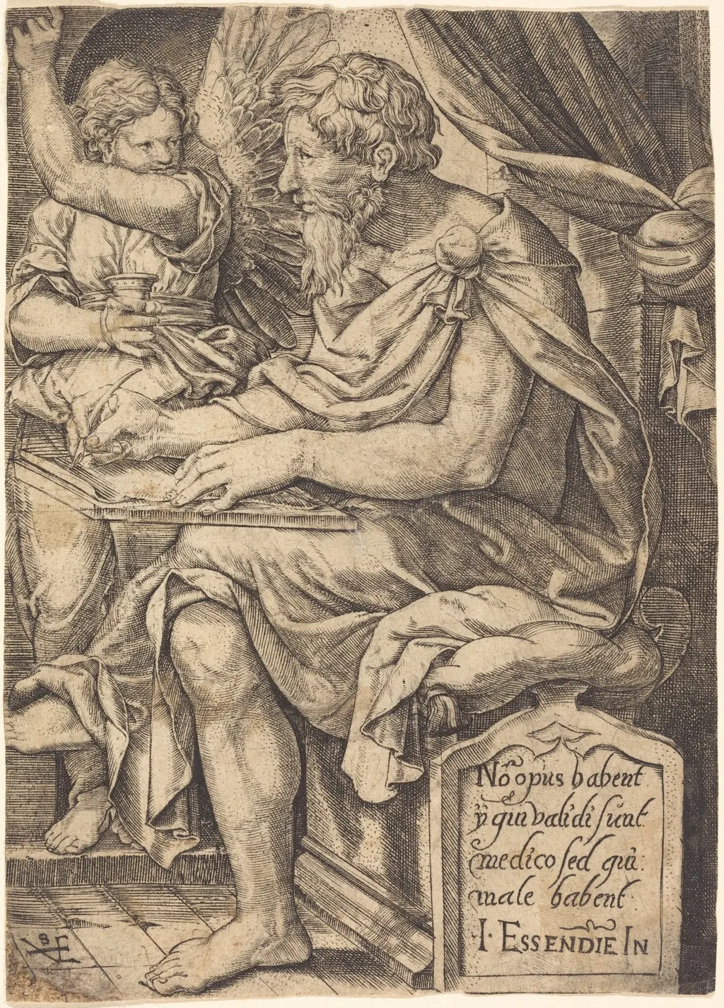 Saint Matthew, by Johann Ladenspelder, ink, 1536
